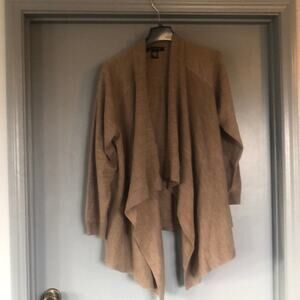 Womens 89th & Madison Tan Open Cardigan Long Sleeves Size 2X